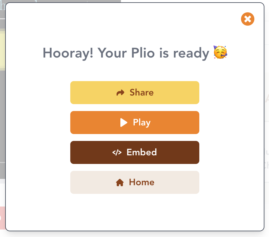 dialog after publishing