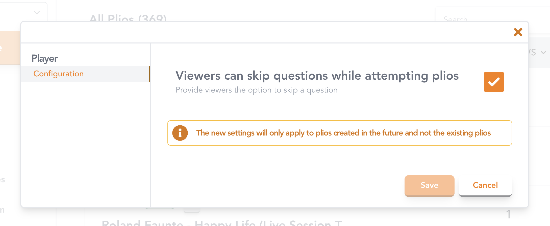 settings menu from the sidebar